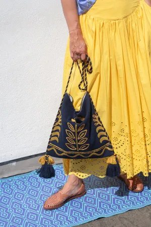M.A.B.E Reni Embroidered Navy Bag