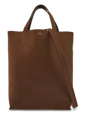 MEDIUM BROWN CALFSKIN BAG WITH REMOVABLE SHOULDER STRAP CABAS MAIKO