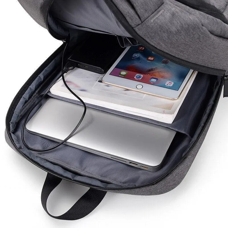 Men's Backpack Multifunction USB Charging Bag Waterproof Oxford Cloth