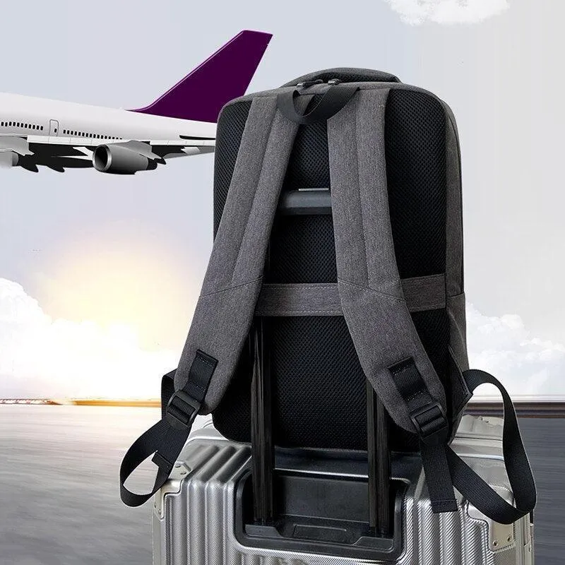 Men's Backpack Multifunction USB Charging Bag Waterproof Oxford Cloth