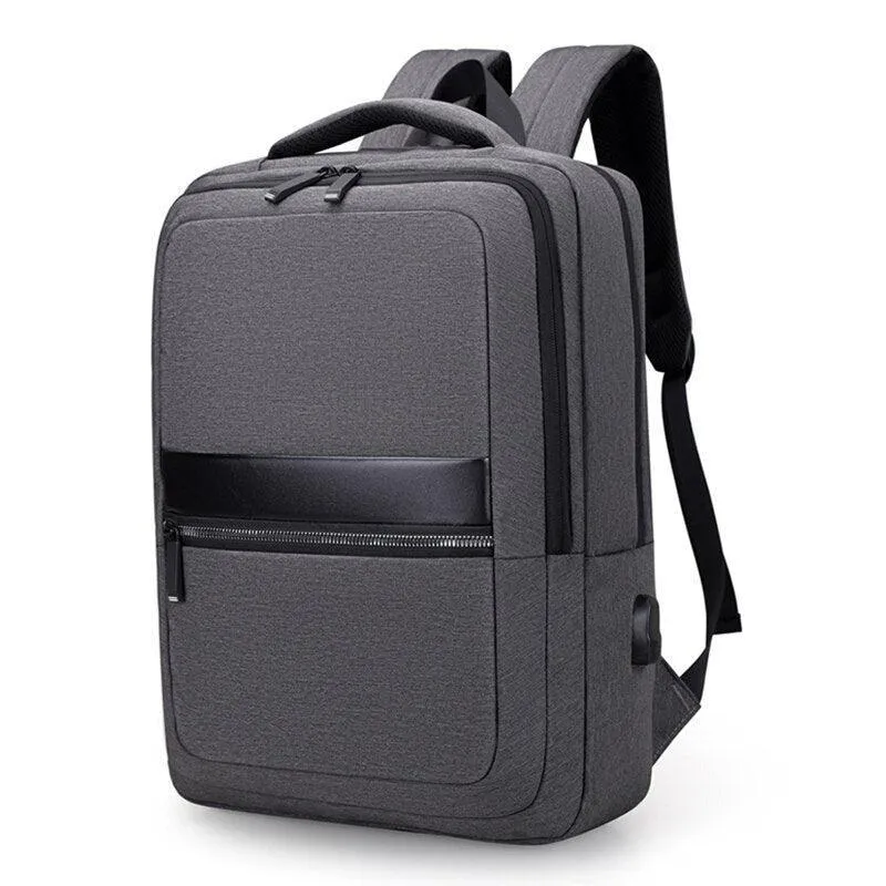 Men's Backpack Multifunction USB Charging Bag Waterproof Oxford Cloth
