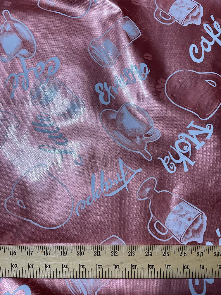 Metallic Rose Coffee Oilcloth Fabric