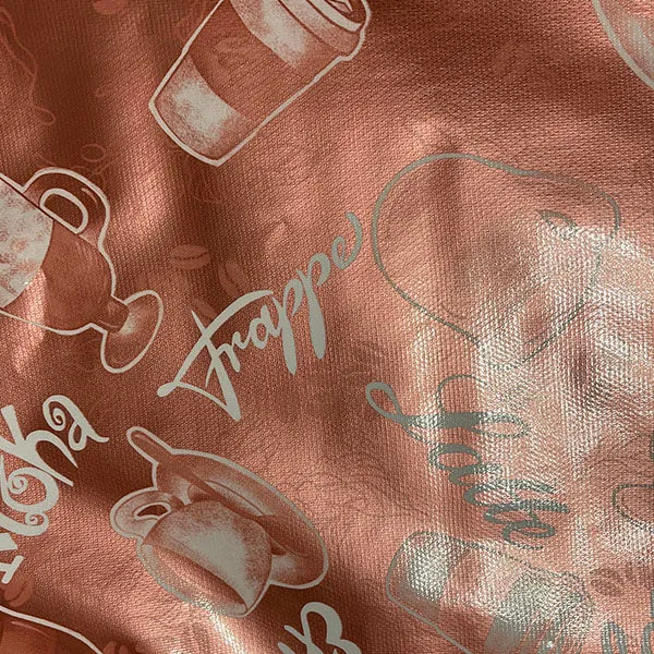 Metallic Rose Coffee Oilcloth Fabric