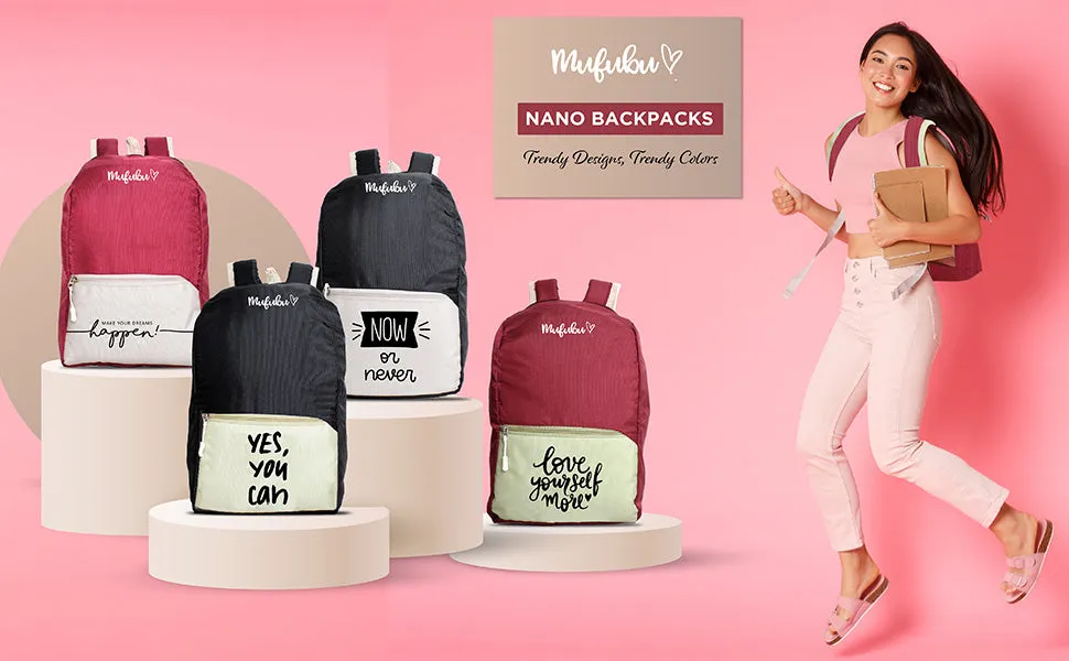 Nano Backpack 15 Ltr Love Yourself More Black   Beige