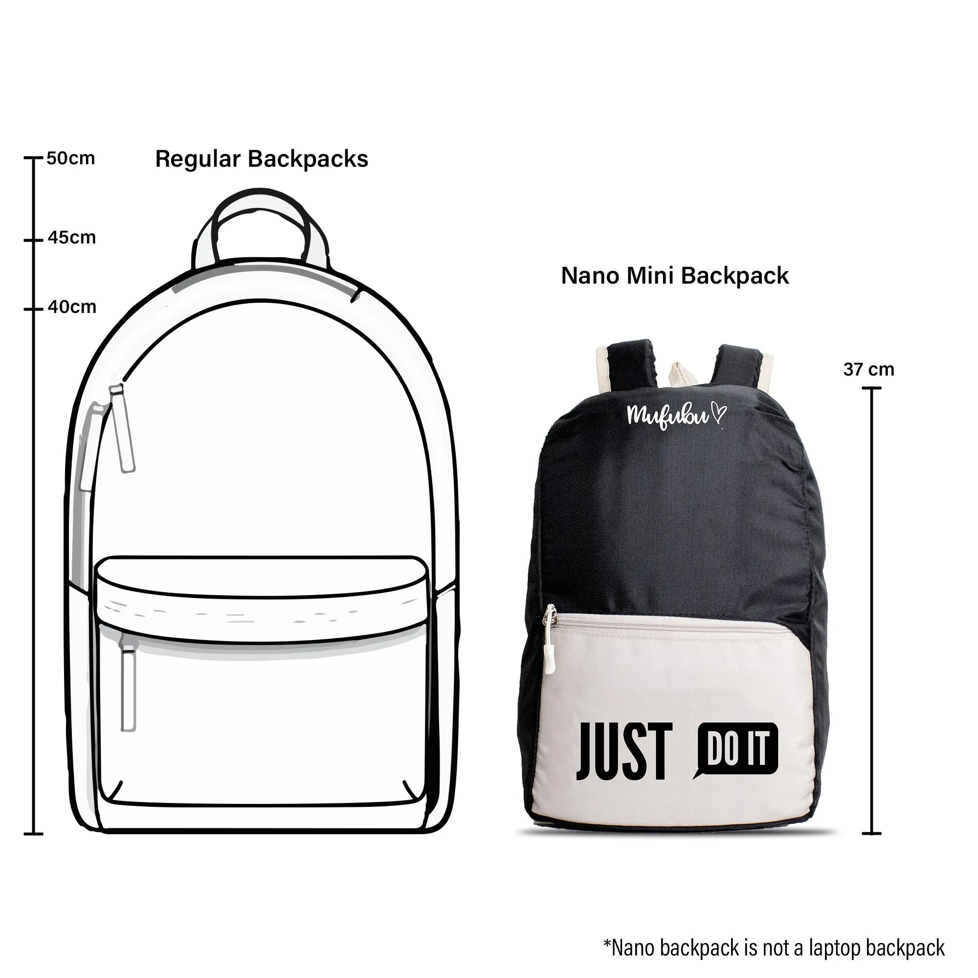Nano Backpack 15 Ltr Love Yourself More Black   Beige