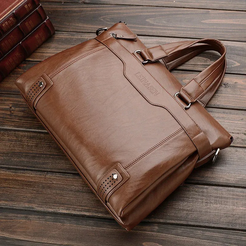 New Men Briefcase Fashion men's bag PU Leather Men Bags Business Brand Male Briefcases Handbags