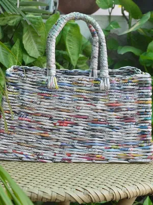 Paper Weaved Basket Bag Natural