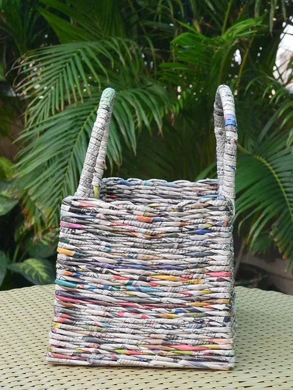 Paper Weaved Basket Bag Natural