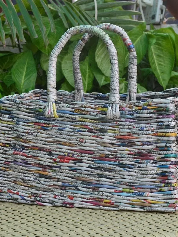 Paper Weaved Basket Bag Natural