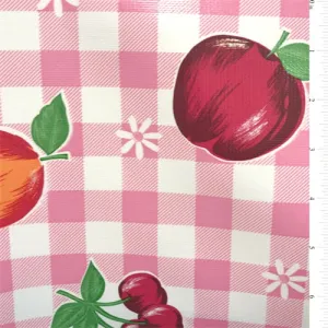 Pink Check Oilcloth Roll Fabric