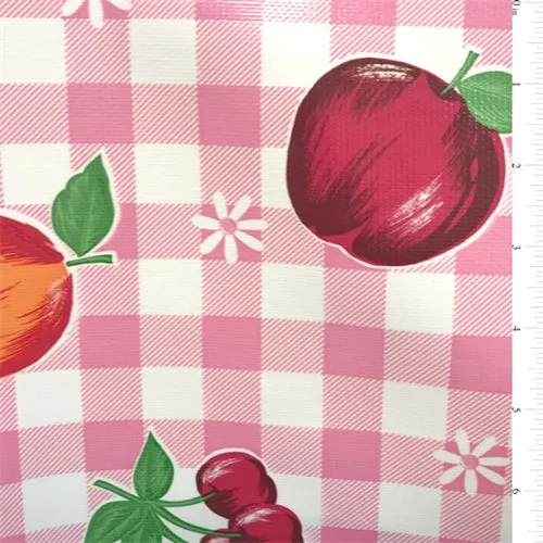 Pink Check Oilcloth Roll Fabric
