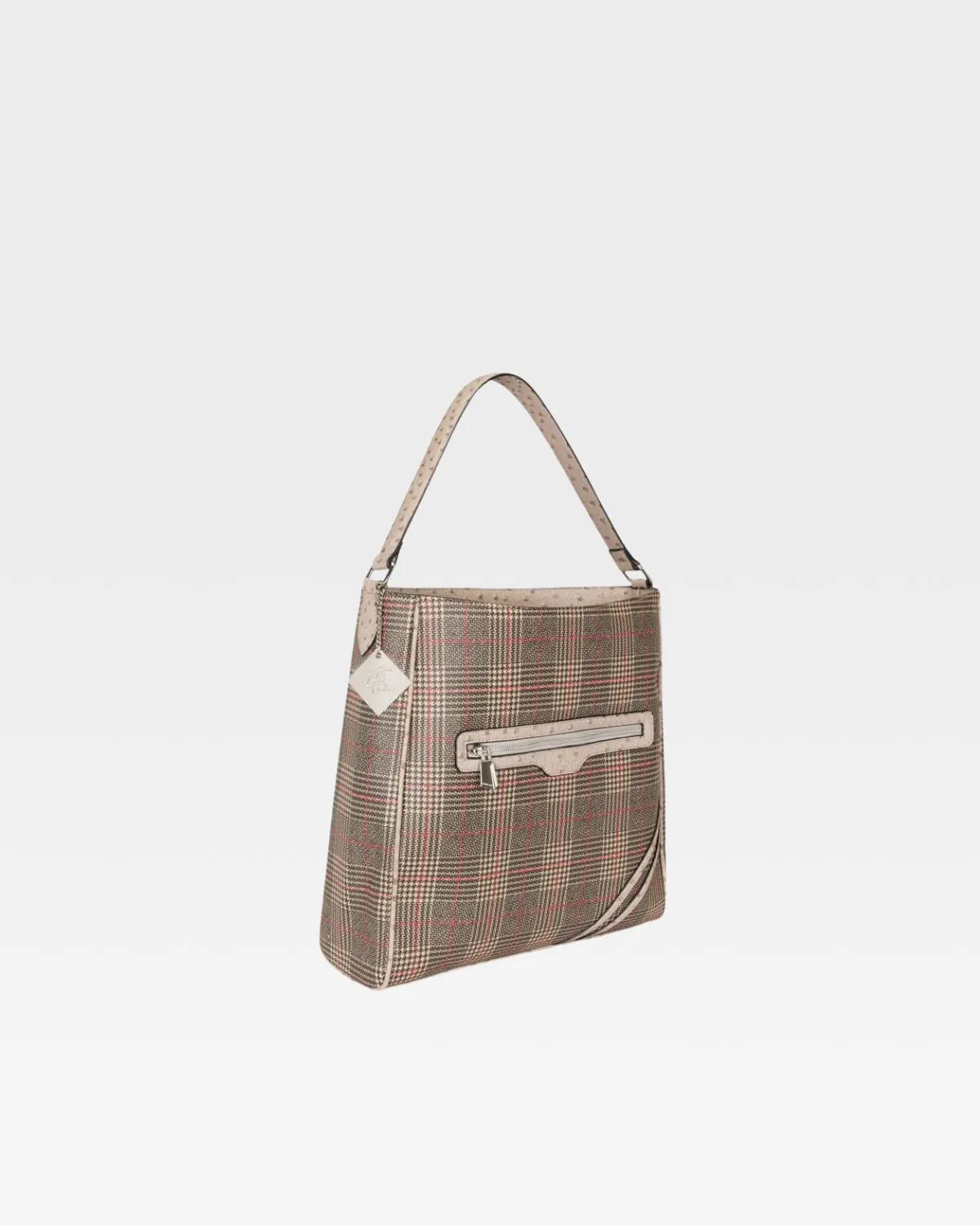 Plaid Mini Tote Bag in Brown