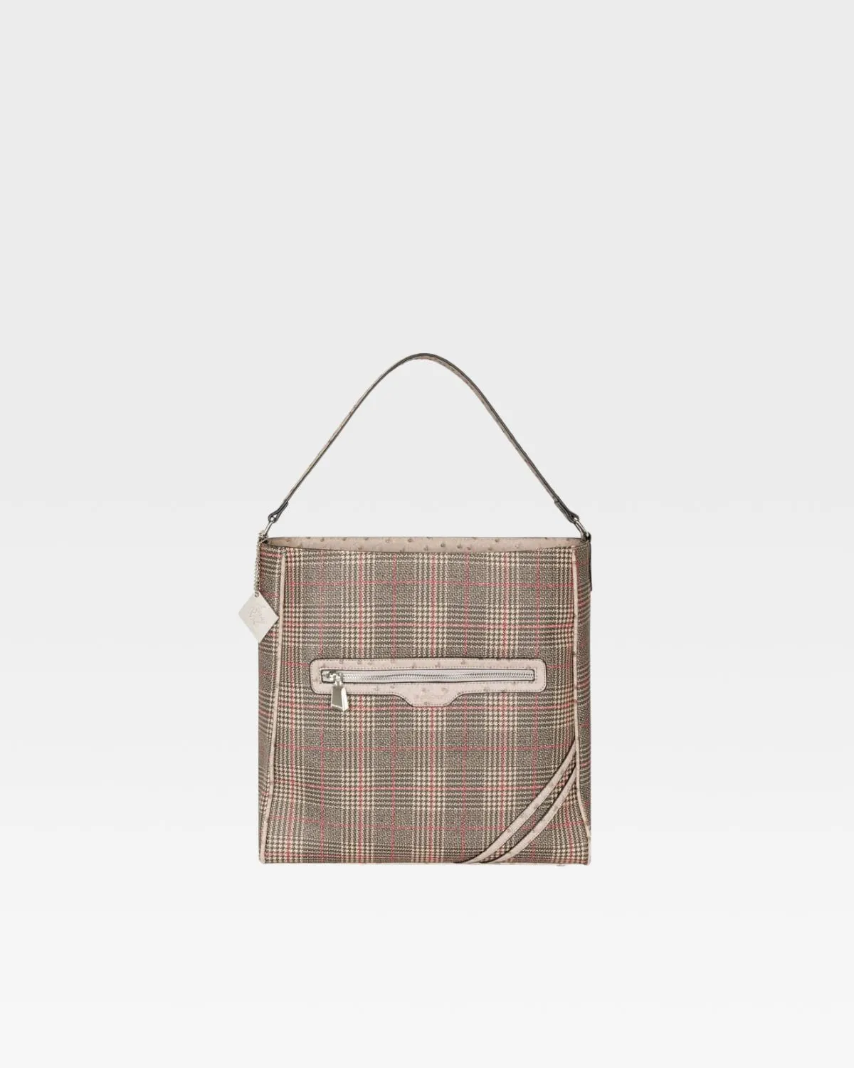 Plaid Mini Tote Bag in Brown