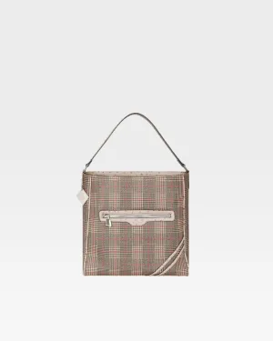 Plaid Mini Tote Bag in Brown