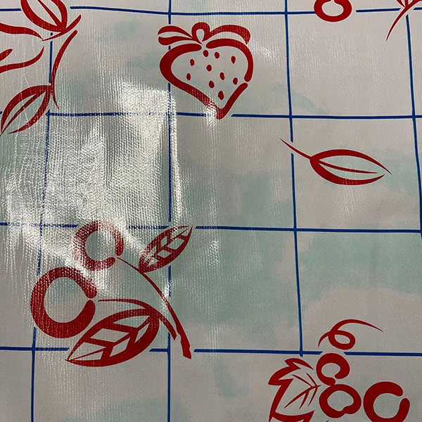 Red Blue Aqua Check Oilcloth Fabric