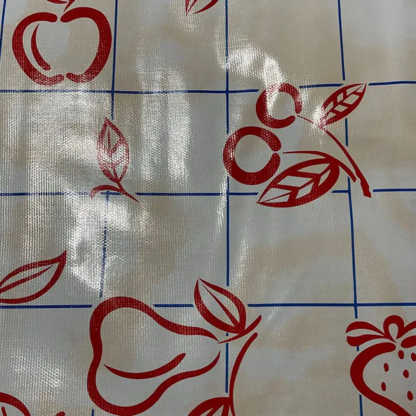 Red Blue Peach Check Oilcloth Fabric