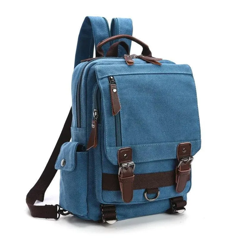 Scione Small Canvas Backpack Men Travel Back Pack Multifunctional Shoulder Bag
