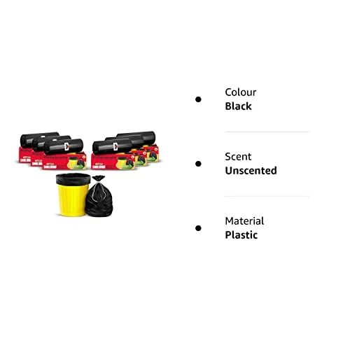 Shalimar Premium Garbage Bags Size 19 X 21 Inches (Medium) 180 Bags (6 Rolls) Dustbin Bag/Trash Bag - Black Color