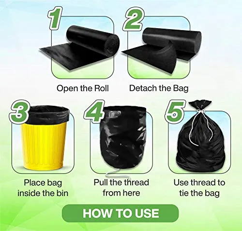 Shalimar Premium Garbage Bags Size 19 X 21 Inches (Medium) 180 Bags (6 Rolls) Dustbin Bag/Trash Bag - Black Color