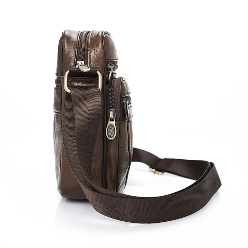 Sidiou Group Casual Men Leather Vintage Shoulder Bag Messenger Crossbody Bags Handbag
