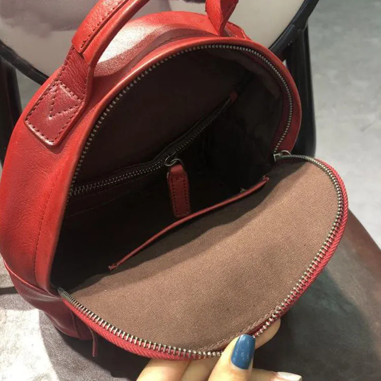 Small Womens Genuine Leather Rucksack Backpack Purse for Women