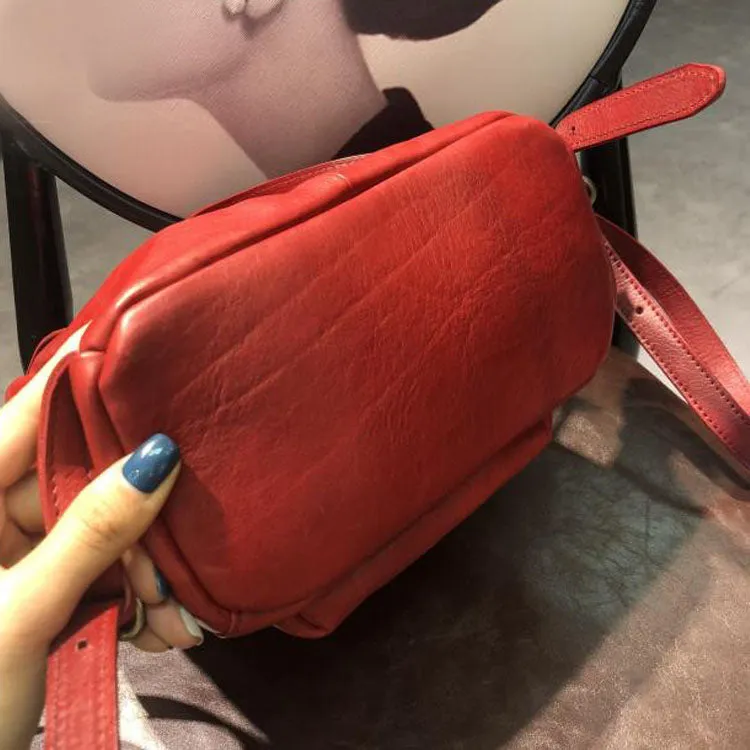 Small Womens Genuine Leather Rucksack Backpack Purse for Women