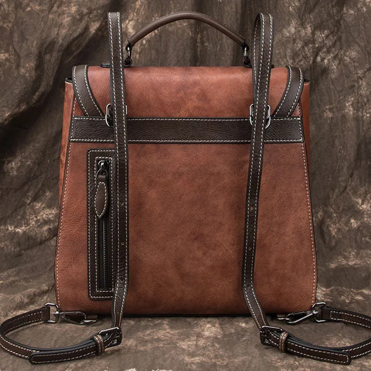 Small Womens Leather Satchel Backpack Purse Rucksack Handbags for Women