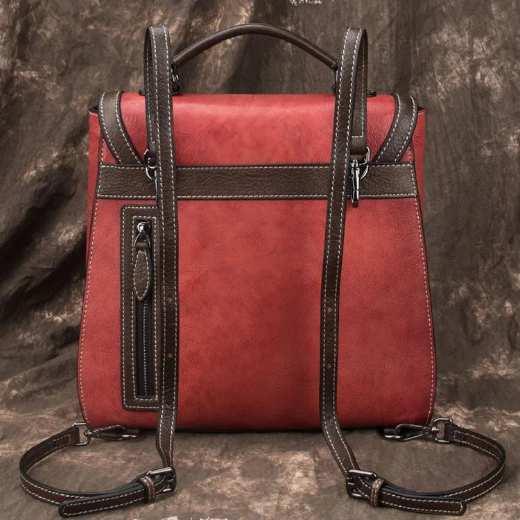 Small Womens Leather Satchel Backpack Purse Rucksack Handbags for Women