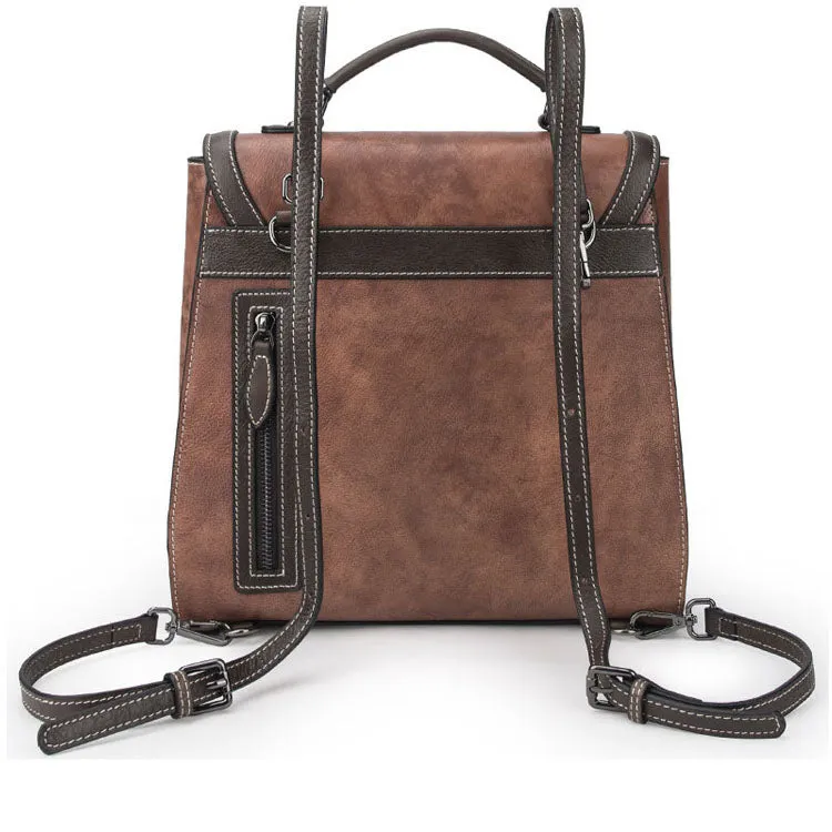 Small Womens Leather Satchel Backpack Purse Rucksack Handbags for Women