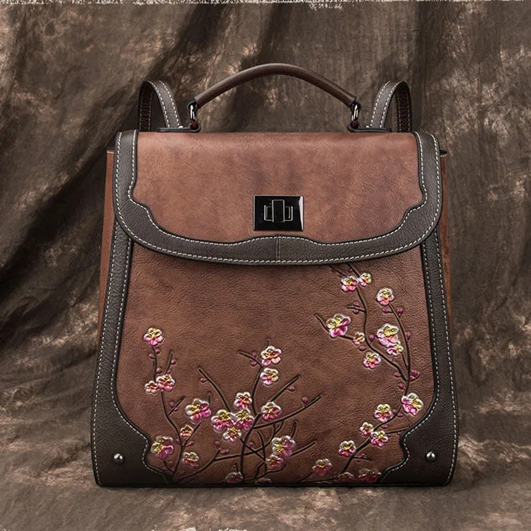 Small Womens Leather Satchel Backpack Purse Rucksack Handbags for Women