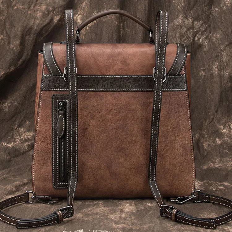 Small Womens Leather Satchel Backpack Purse Rucksack Handbags for Women