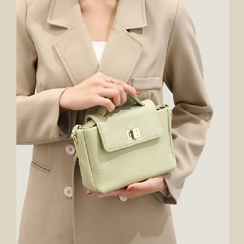 Sohiwoo Vegan Litchi Pattern Crossbody Bag Elegant Handbag Shoulder Flap Purse