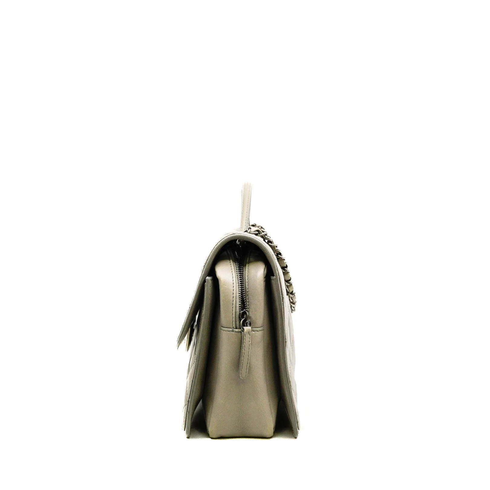 Timeless In Grey Lambskin Leather Flap Bag PHW Seri 18