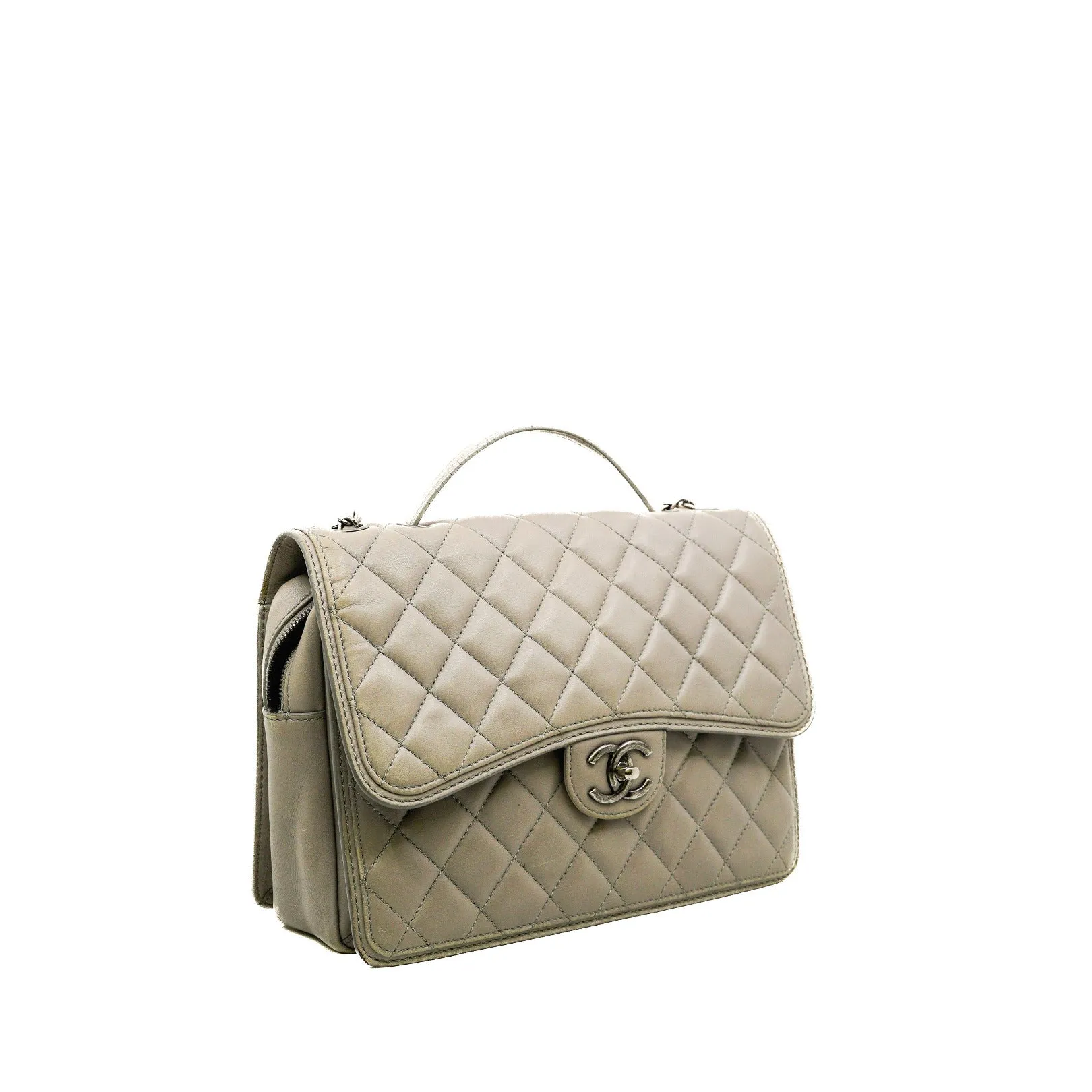 Timeless In Grey Lambskin Leather Flap Bag PHW Seri 18