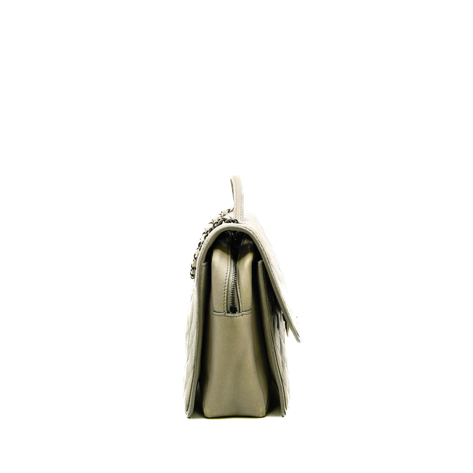 Timeless In Grey Lambskin Leather Flap Bag PHW Seri 18