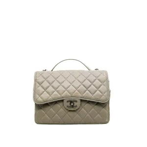 Timeless In Grey Lambskin Leather Flap Bag PHW Seri 18