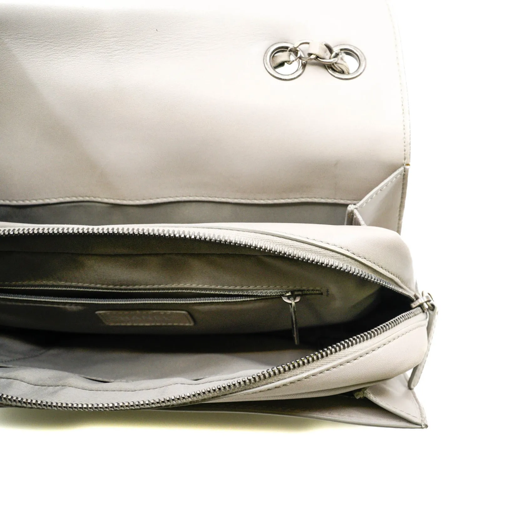 Timeless In Grey Lambskin Leather Flap Bag PHW Seri 18