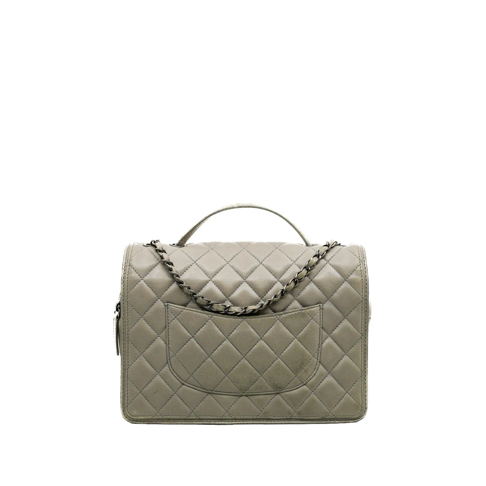 Timeless In Grey Lambskin Leather Flap Bag PHW Seri 18