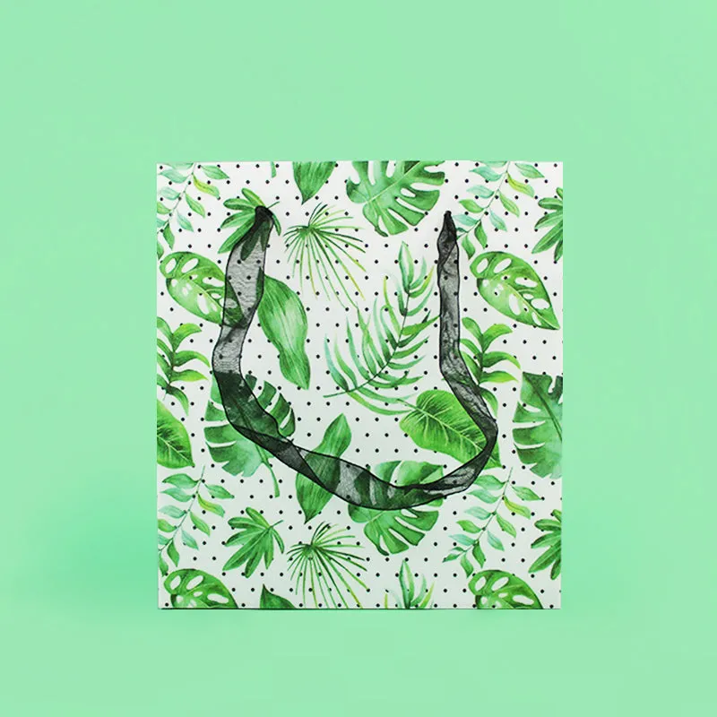 Tropical Plants Monstera Leaves Party Favor Treat Bags - Set of 6 or 12