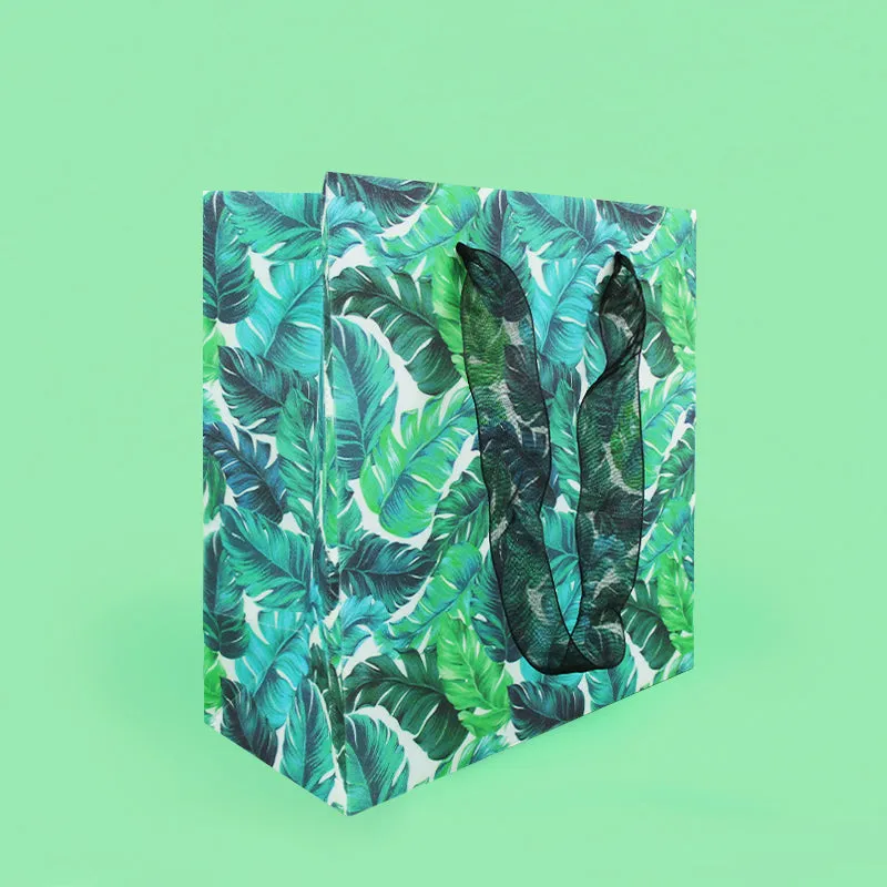 Tropical Plants Monstera Leaves Party Favor Treat Bags - Set of 6 or 12
