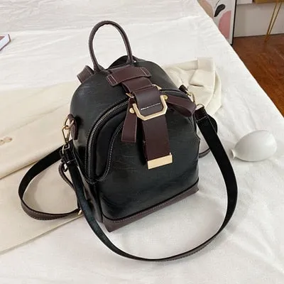Vintage patchwork women backpack small Luxury design female shoulder bag ladies Totes PU leather schoolbag backpacks bagpack