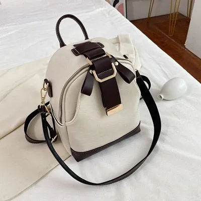 Vintage patchwork women backpack small Luxury design female shoulder bag ladies Totes PU leather schoolbag backpacks bagpack