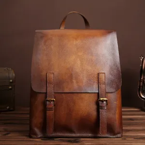 Vintage Womens Brown Leather Backpack Purse Cool Backpacks For Women
