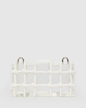 White Ava Rope Hardcase Clutch Bag